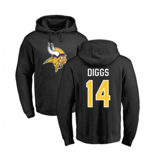 Football Minnesota Vikings #14 Stefon Diggs Black Name & Number Logo Pullover Hoodie