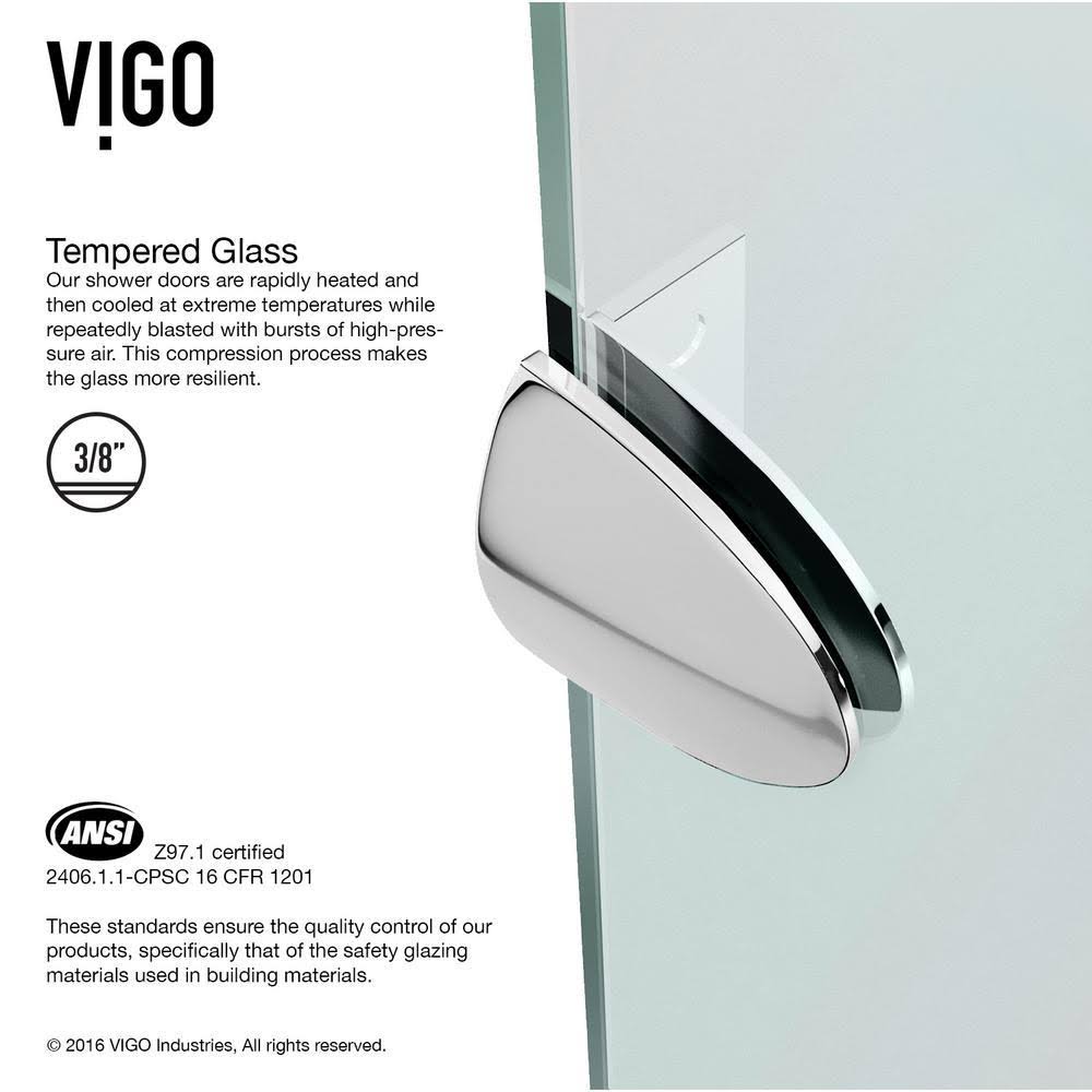 Vigo VG6061CHCL36WS Verona Frameless Neo-Angle Shower Enclosure with Low-Profile Base