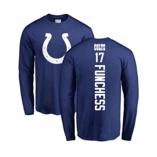 Football Indianapolis Colts #17 Devin Funchess Royal Blue Backer Long Sleeve T-Shirt
