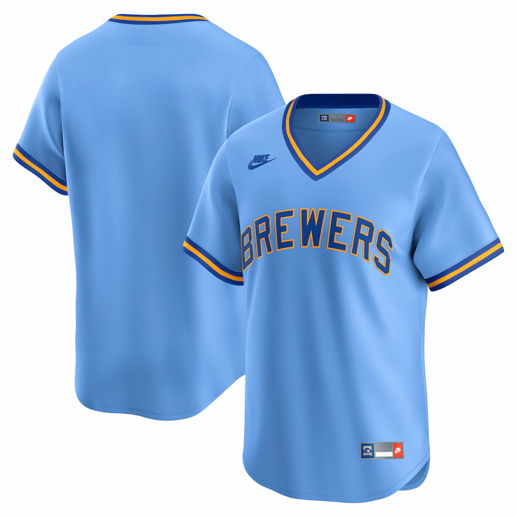 Men's Milwaukee Brewers Nike Light Blue Cooperstown Collection Limited Jersey