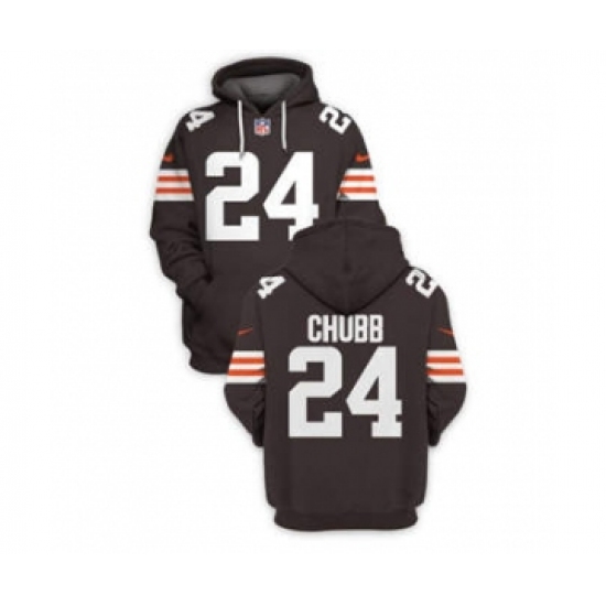 Men's Cleveland Browns #24 Nick Chubb 2021 New Brown Pullover Football Hoodie