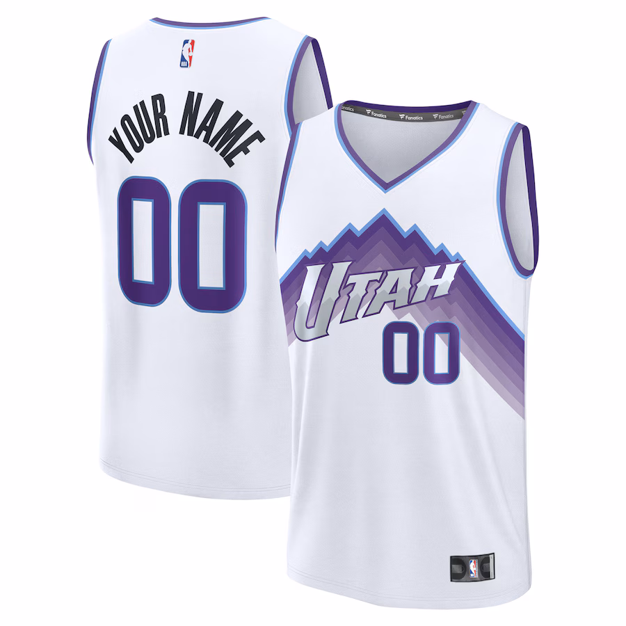 Men's Utah Jazz Fanatics White Fast Break Replica Custom Jersey - Association Edition