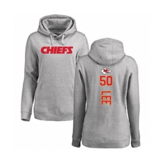 Football Women's Kansas City Chiefs #50 Darron Lee Ash Backer Pullover Hoodie