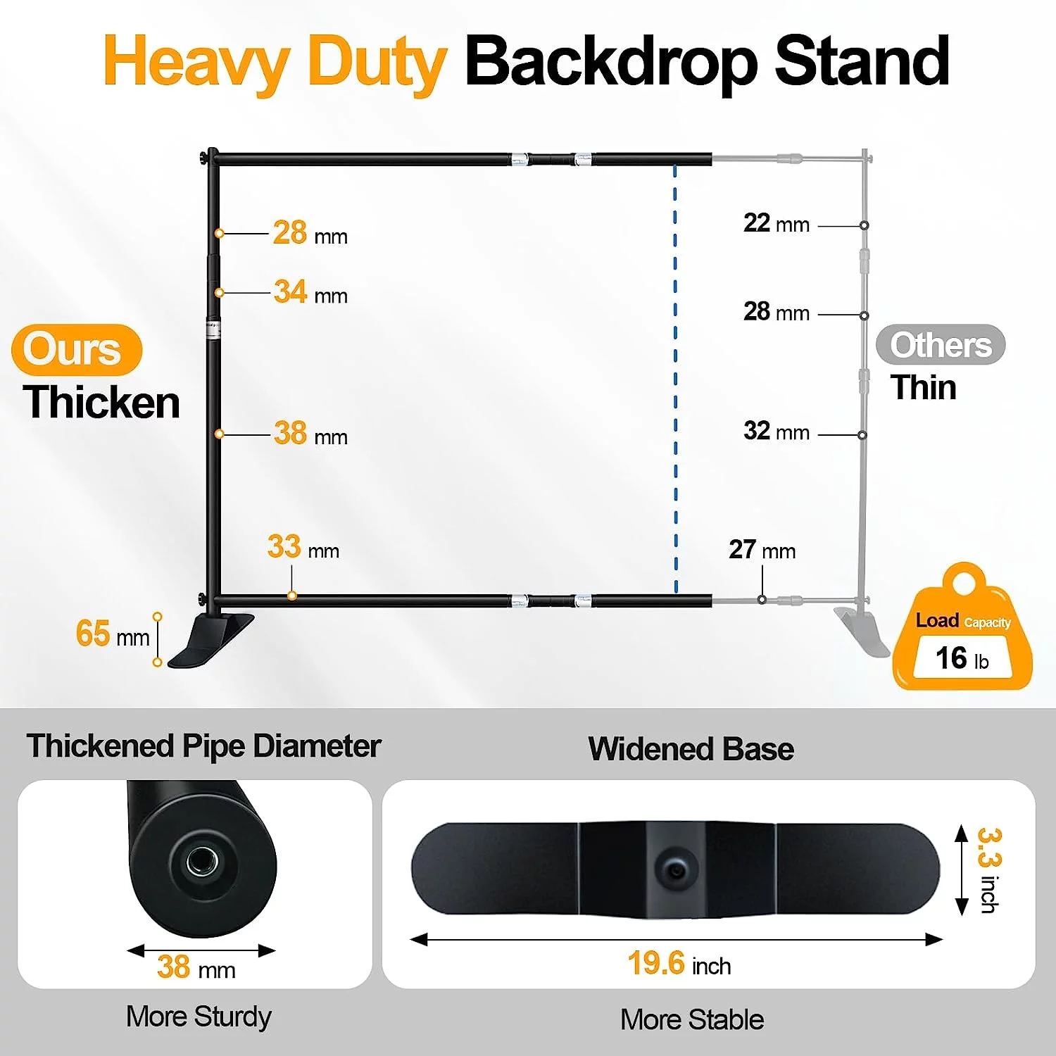 Emart Backdrop Banner Stand 10x8ft, Heavy Duty Backdrop Stand Kit Adjustable Step and Repeat for Photography, Photo Booth - Curated Treasures Market