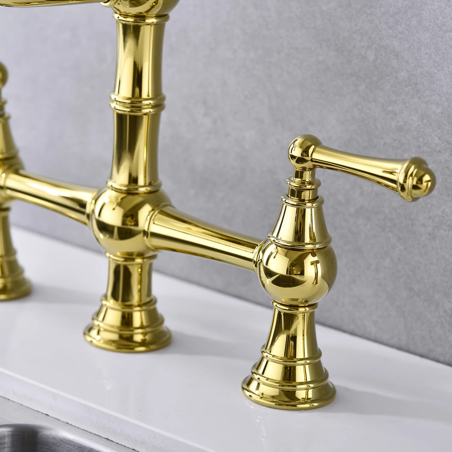 ZJbiubiuHome Bridge Dual Handles Kitchen Faucet With Pull-Out Side Spray in - Curated Treasures Market