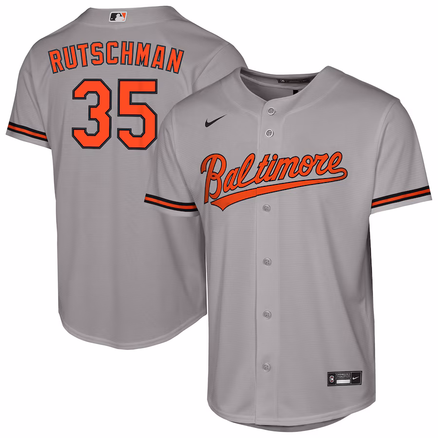 Youth Baltimore Orioles Adley Rutschman Nike Gray Road Replica Jersey
