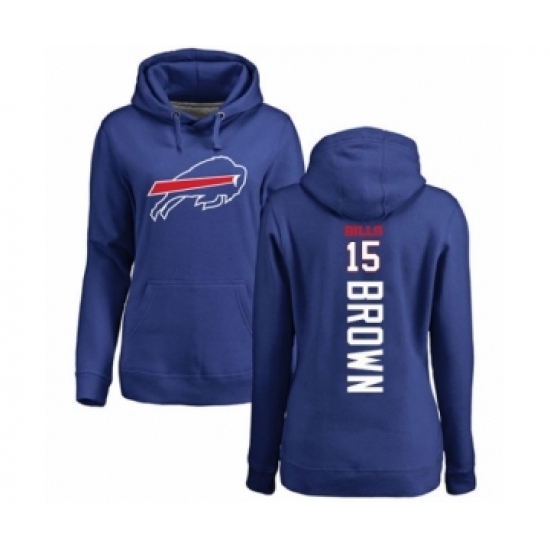 Football Women's Buffalo Bills #15 John Brown Royal Blue Backer Pullover Hoodie