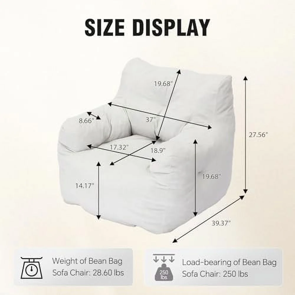 HYHBIBOOM Bean Bag Chair  Ultra Soft Teddy Fabric Bean Bag Chair with Filler  Lazy Sofa Beanbag Chairs for Adults    Teens  Modern Accent Comfy Leisure Sofa Chair for Bedroom  Living Room - Curated Treasures Market