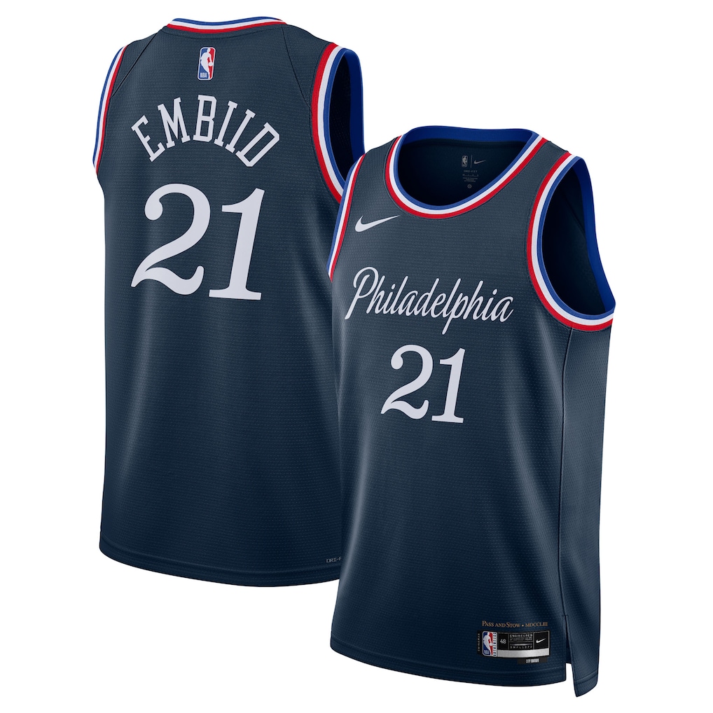 Unisex Philadelphia 76ers Joel Embiid Nike Navy 2025/26 Swingman Jersey - City Edition