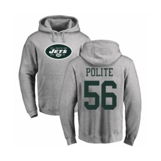 Football New York Jets #56 Jachai Polite Ash Name & Number Logo Pullover Hoodie