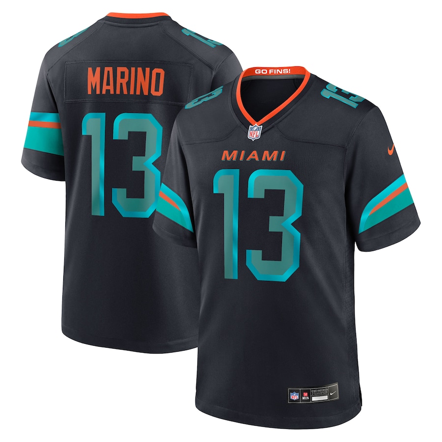 Men's Miami Dolphins Dan Marino Nike Pitch Blue 2025 Rivalries Collection Retired Player Game Jersey