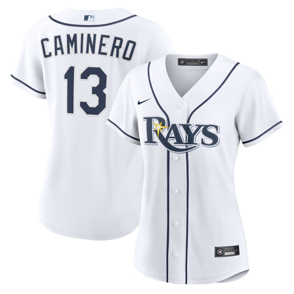 Women's Tampa Bay Rays Junior Caminero Nike White Home Replica Jersey