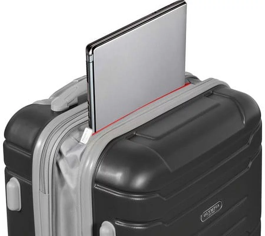 Olympia U.S.A. Denmark 3-Piece Expandable Hardcase Luggage Set with Spinner Wheels, Black - Curated Treasures Market