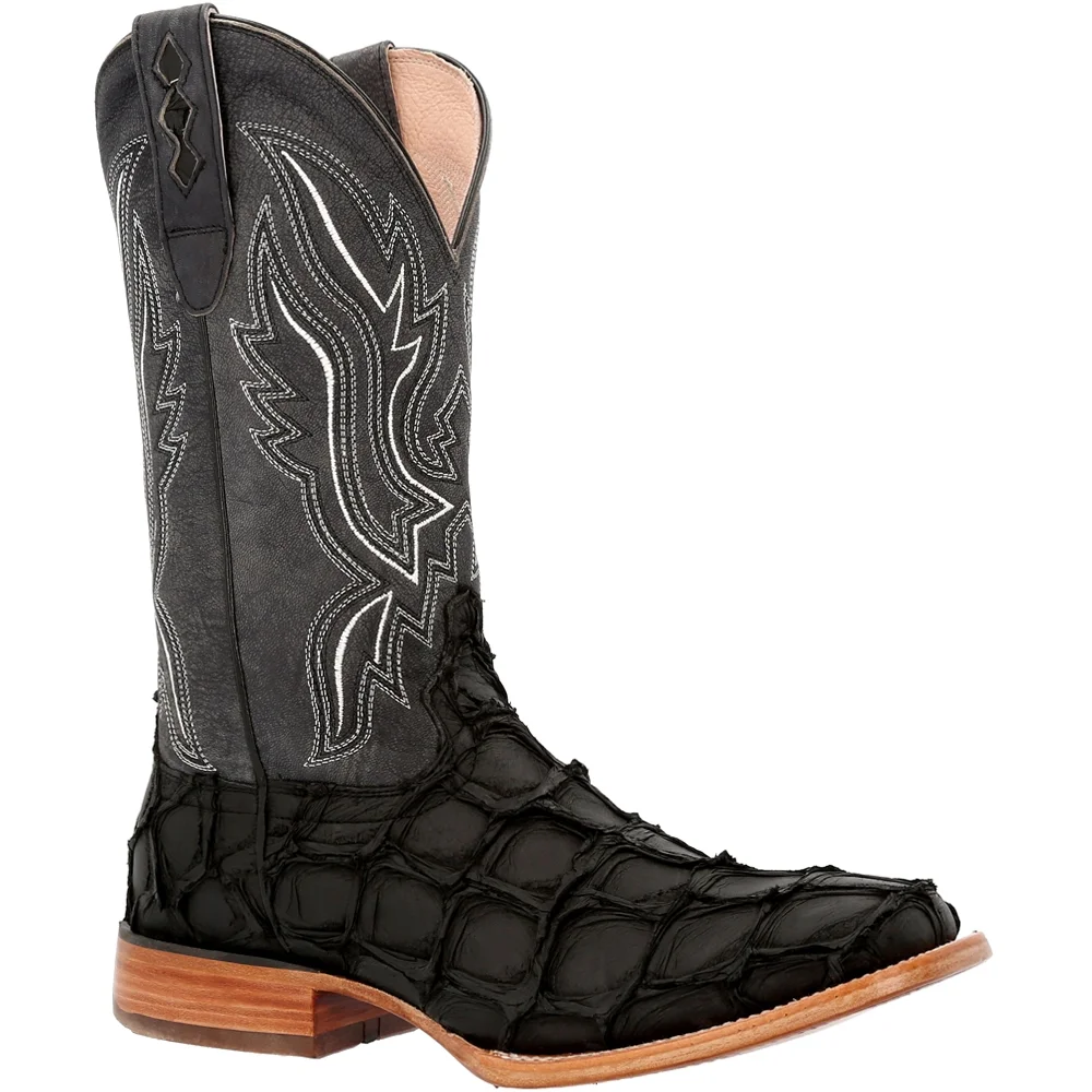 Durango  Mens Premium Exotics Pirarucu Square Toe Cowboy  Casual Boots   Mid Calf - Curated Treasures Market