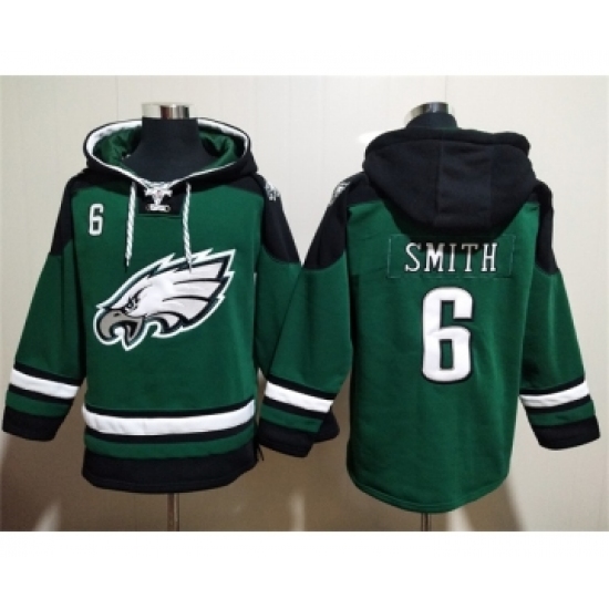 Men's Philadelphia Eagles #6 DeVonta Smith Green Lace-Up Pullover Hoodie