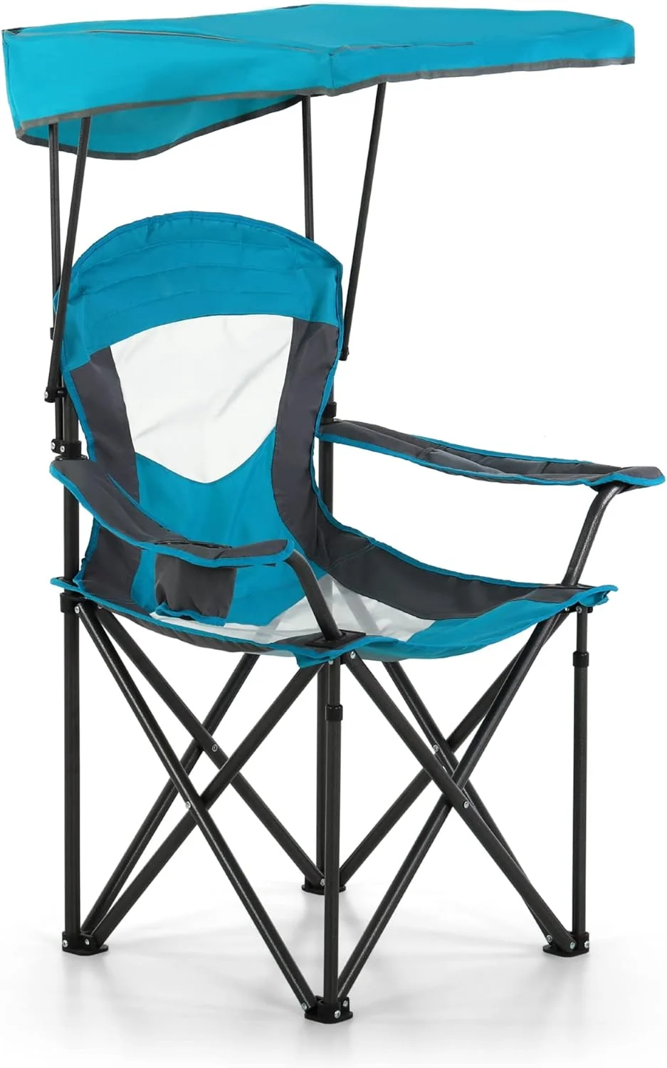 Camp Chair with Shade Canopy Folding Camping Chair with Cup Holder and Carry Bag for Outdoor Camping Hiking Beach, Heavy Duty 350 LBS - Curated Treasures Market