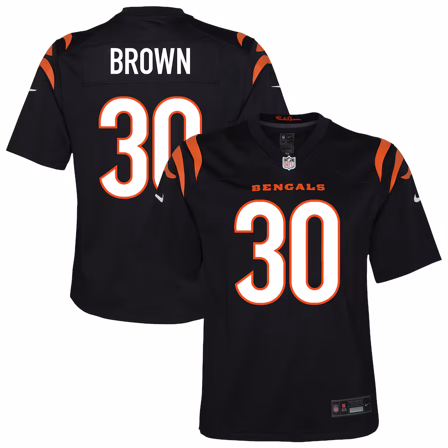 Youth Cincinnati Bengals Chase Brown Nike Black Team Game Jersey