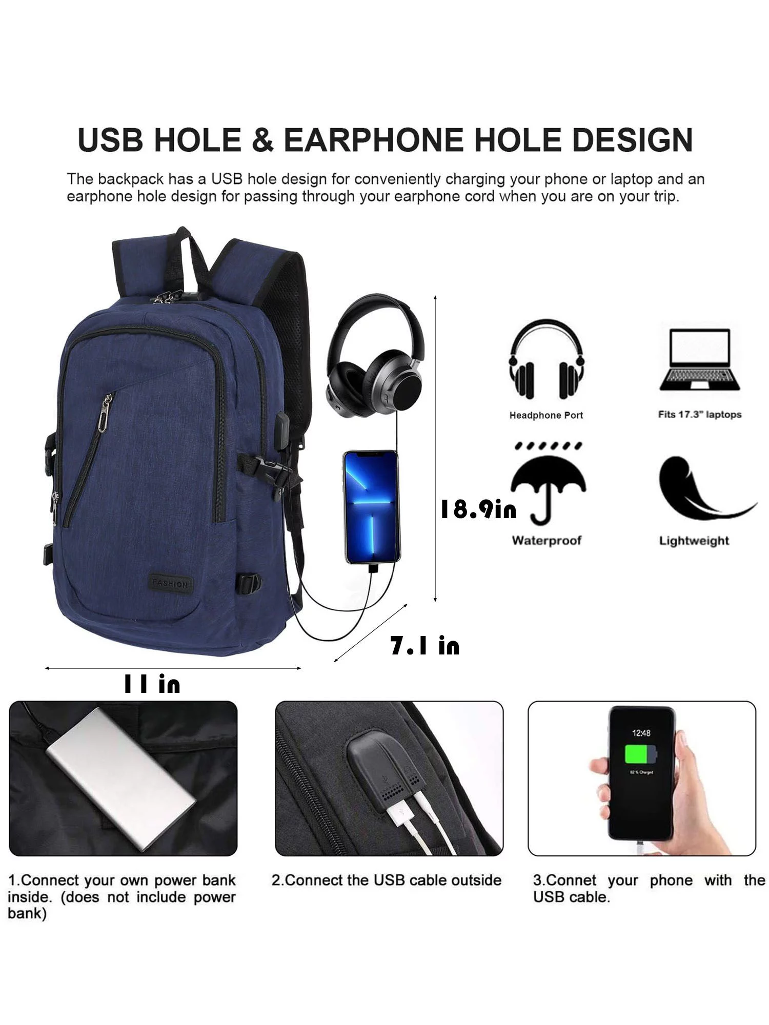 Deago Travel Laptop Backpack for Men Women Business Anti Theft Backpack with USB Charging Port Water Resistant College School Computer Bag, Gray - Curated Treasures Market