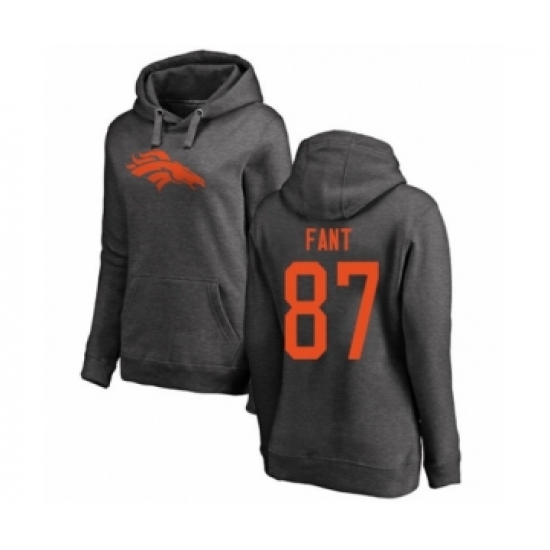 Football Women's Denver Broncos #87 Noah Fant Ash One Color Pullover Hoodie