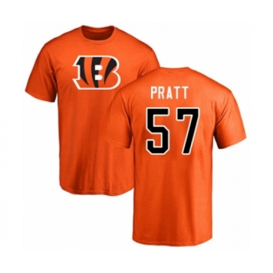 Football Cincinnati Bengals #57 Germaine Pratt Orange Name & Number Logo T-Shirt