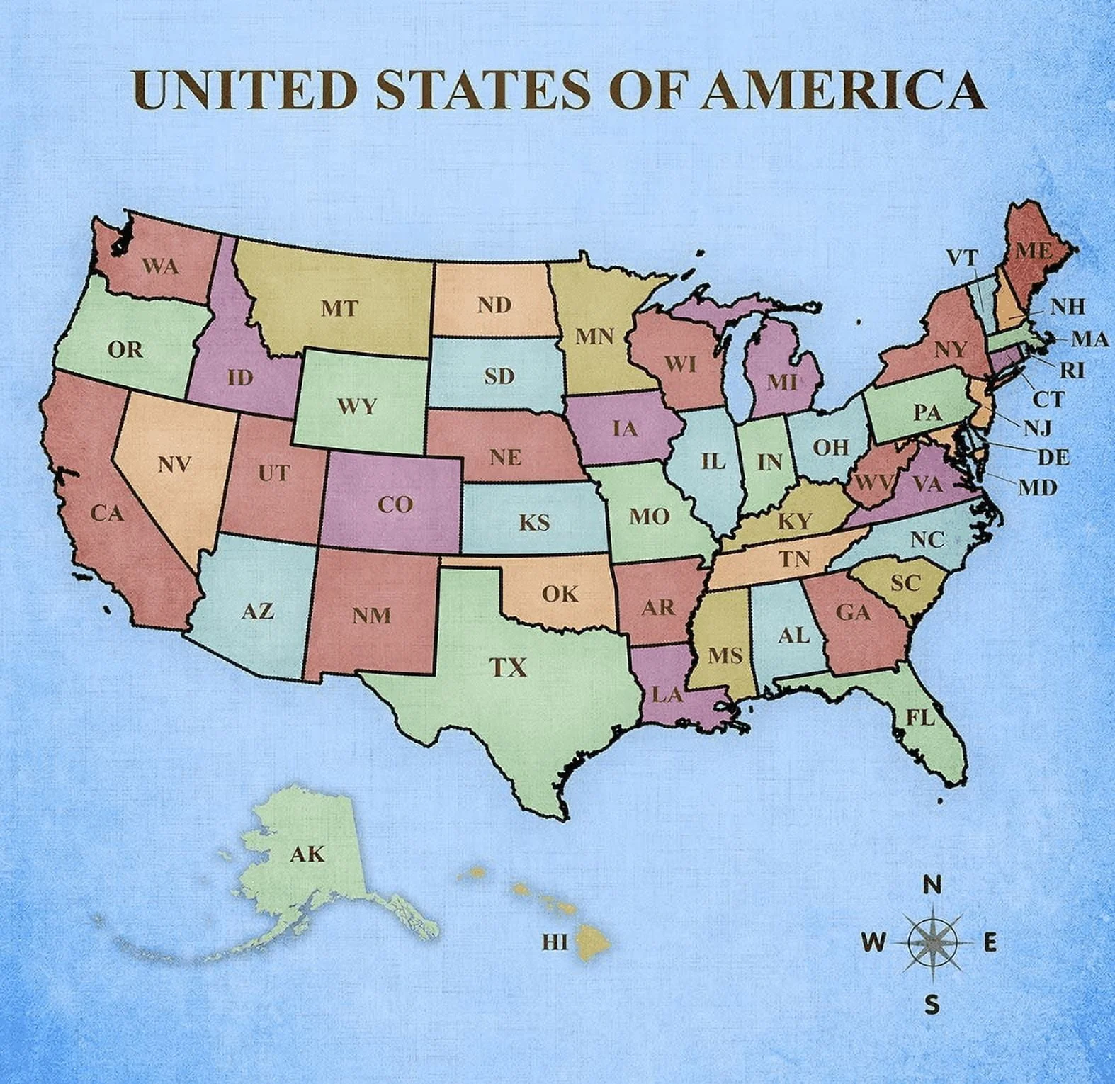 Map of the United States Poster Print by Josefina