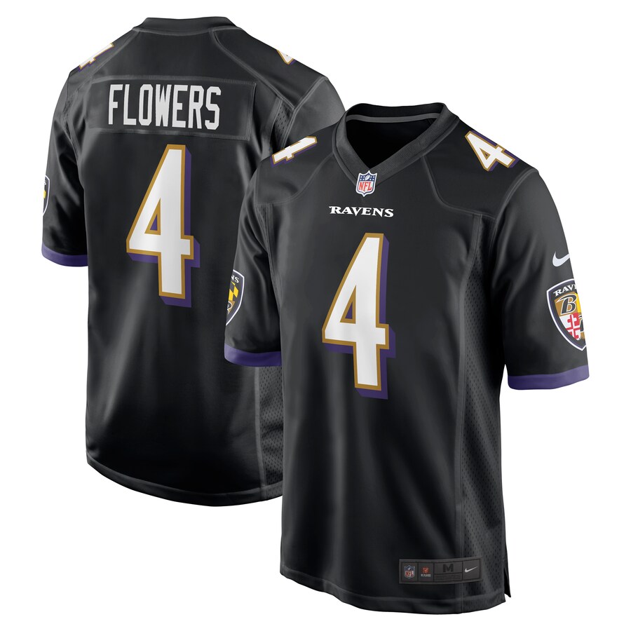 Men's Baltimore Ravens Zay Flowers Nike Black Alternate Game Jersey