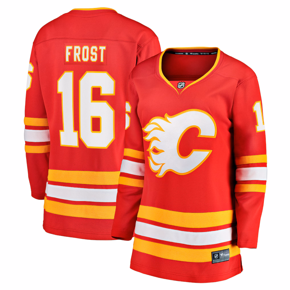 Women's Calgary Flames Morgan Frost Fanatics Red Home Breakaway Jersey