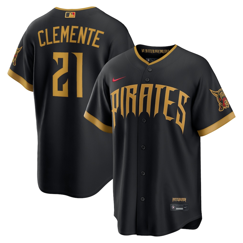 Men's Pittsburgh Pirates Roberto Clemente Nike Black 2026 City Connect Stadium Jersey