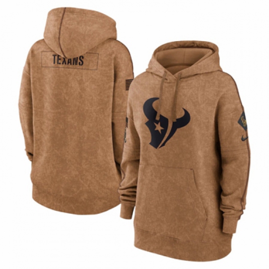Women's Houston Texans Nike Brown 2023 Salute to Service Pullover Hoodie