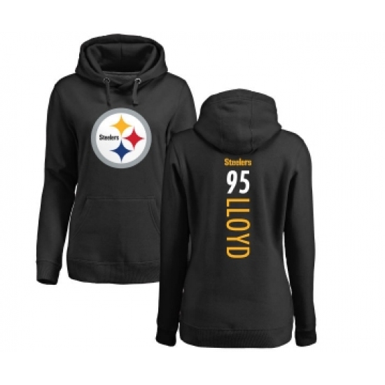 Football Women's Pittsburgh Steelers #95 Greg Lloyd Black Backer Pullover Hoodie