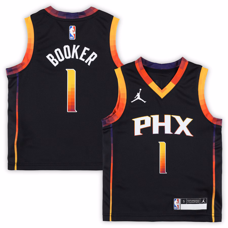 Preschool Phoenix Suns Devin Booker Jordan Brand Black 2022/23 Swingman Jersey - Statement Edition