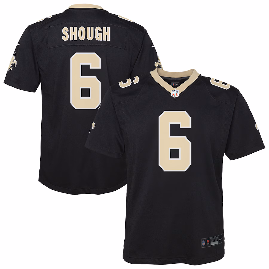 Youth New Orleans Saints Tyler Shough Nike Black Team Game Jersey