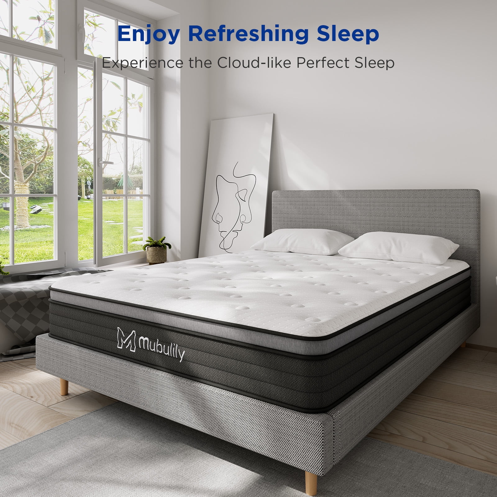 Mubulily Queen Mattress, 10 Inch Hybrid Mattress in a Box with Gel Memory Foam, Medium Firm Support, CertiPUR-US - Curated Treasures Market