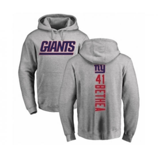 Football New York Giants #41 Antoine Bethea Ash Backer Pullover Hoodie