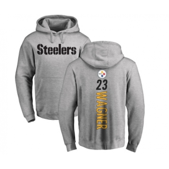 Football Pittsburgh Steelers #23 Mike Wagner Ash Backer Pullover Hoodie