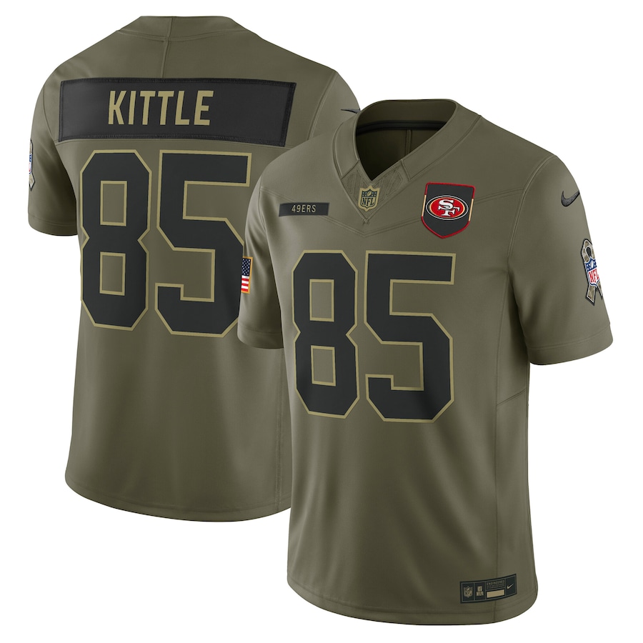 Men's San Francisco 49ers George Kittle Nike Olive 2025 Salute to Service Limited Jersey