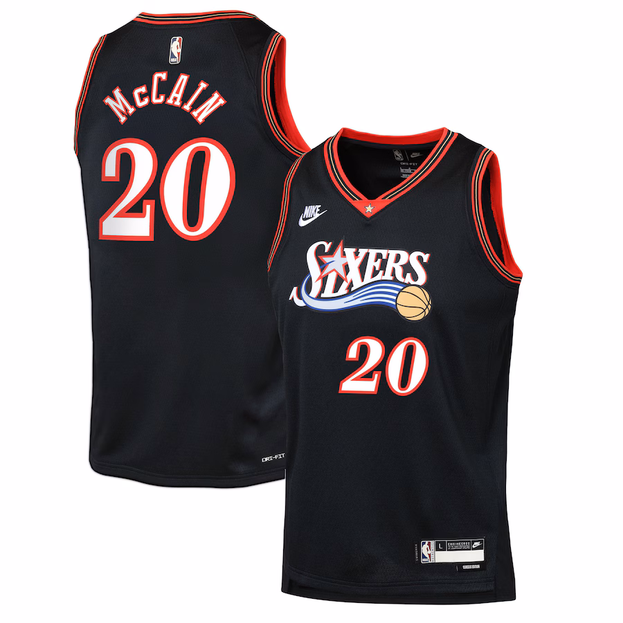 Youth Philadelphia 76ers Jared McCain Nike Black Swingman Jersey - Classic Edition