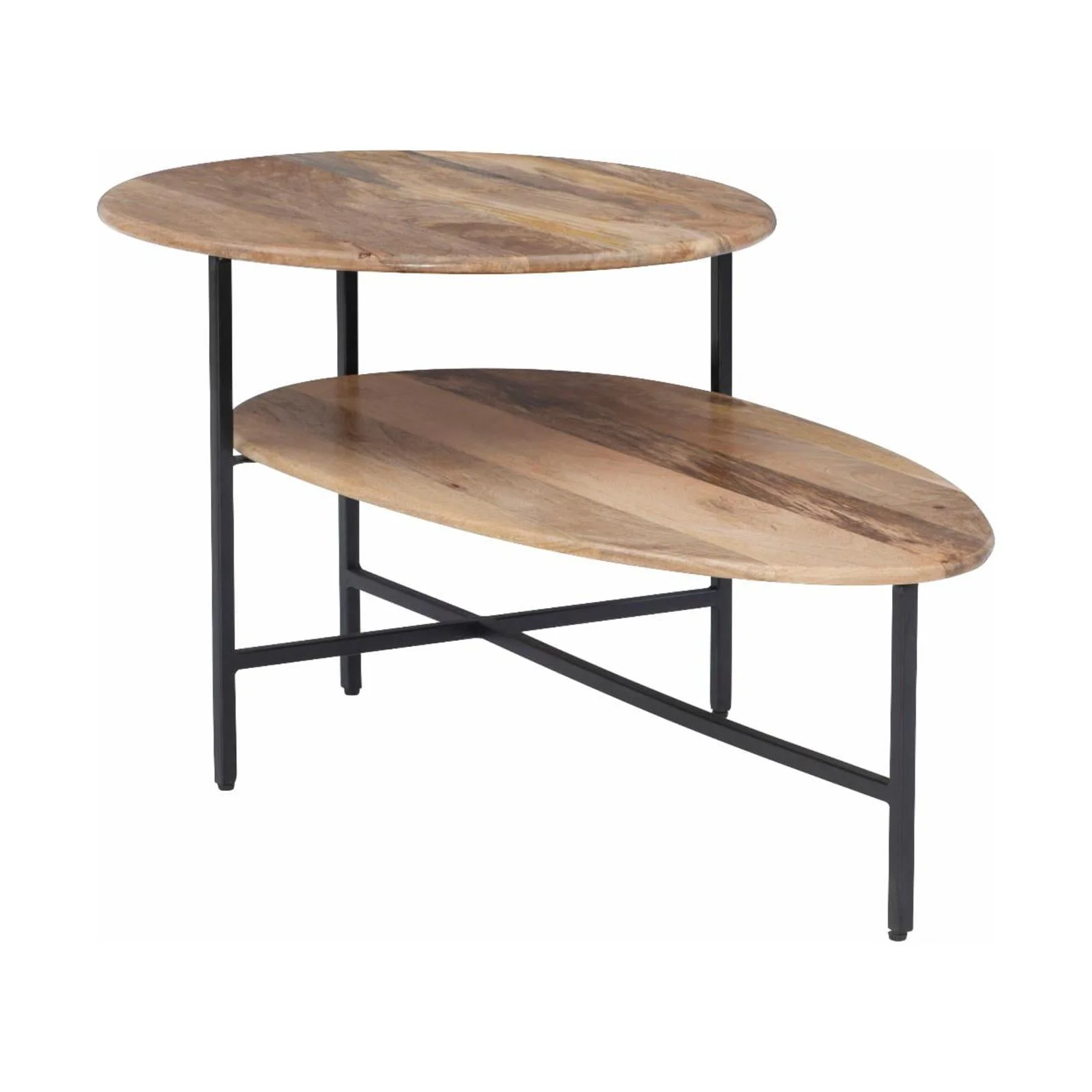 Powell Tavin Coffee Table - Black Base with Natural Top - Curated Treasures Market