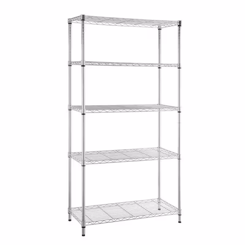 5-Tier Steel Wire Shelving Unit in Chrome (36 in. W x 72 in. H x 16 in. D)