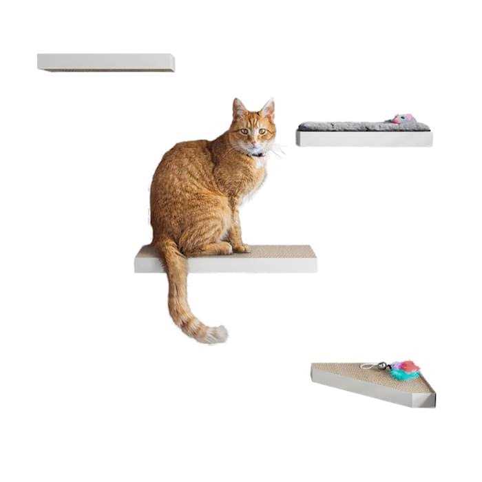 Way Basics Cat Scratcher Floating Shelf Combo