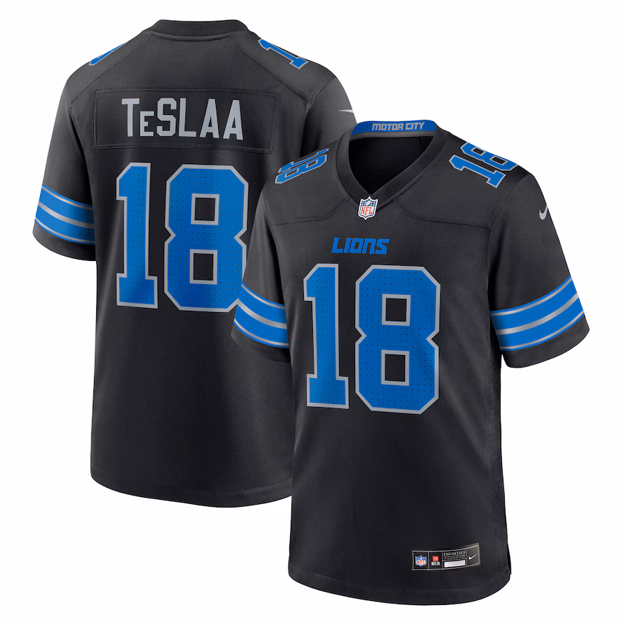 Youth Detroit Lions Isaac TeSlaa Nike Black Alternate Game Player Jersey