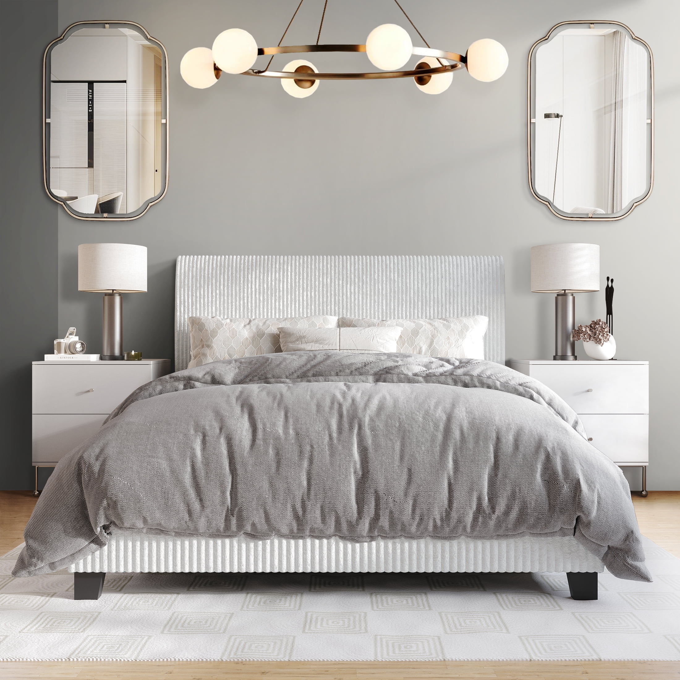 Castle Place Chic Velvet Upholstered Full Bed, Black