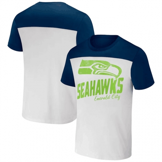 Men's Seattle Seahawks Cream Navy X Darius Rucker Collection Colorblocked T Shirt