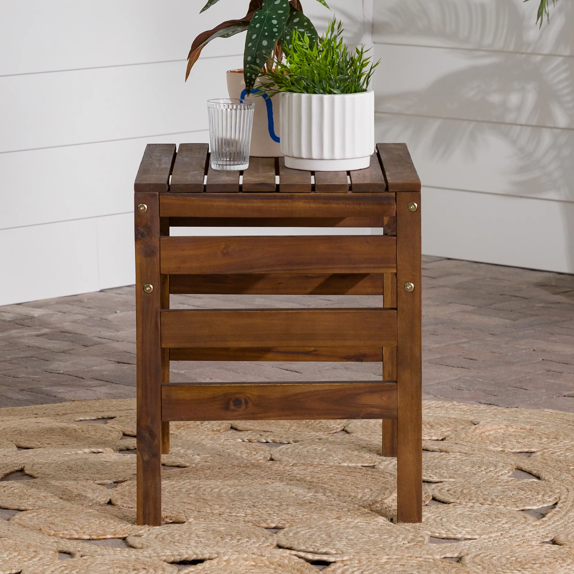 Modular Outdoor Dark Brown Acacia End Table by Manor Park - Curated Treasures Market