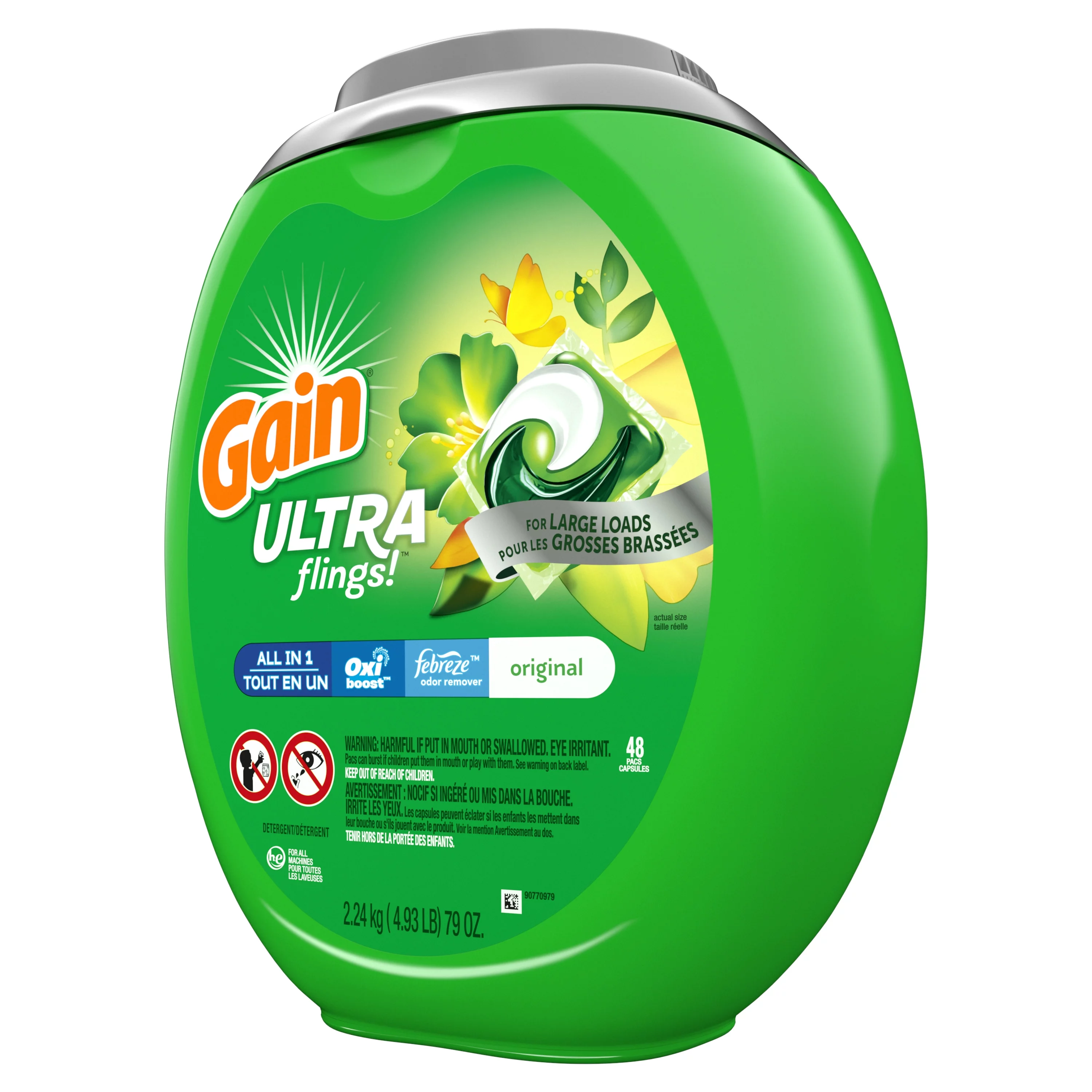 Gain Ultra Flings Original, Laundry Detergent Pacs, 48 Count - Curated Treasures Market
