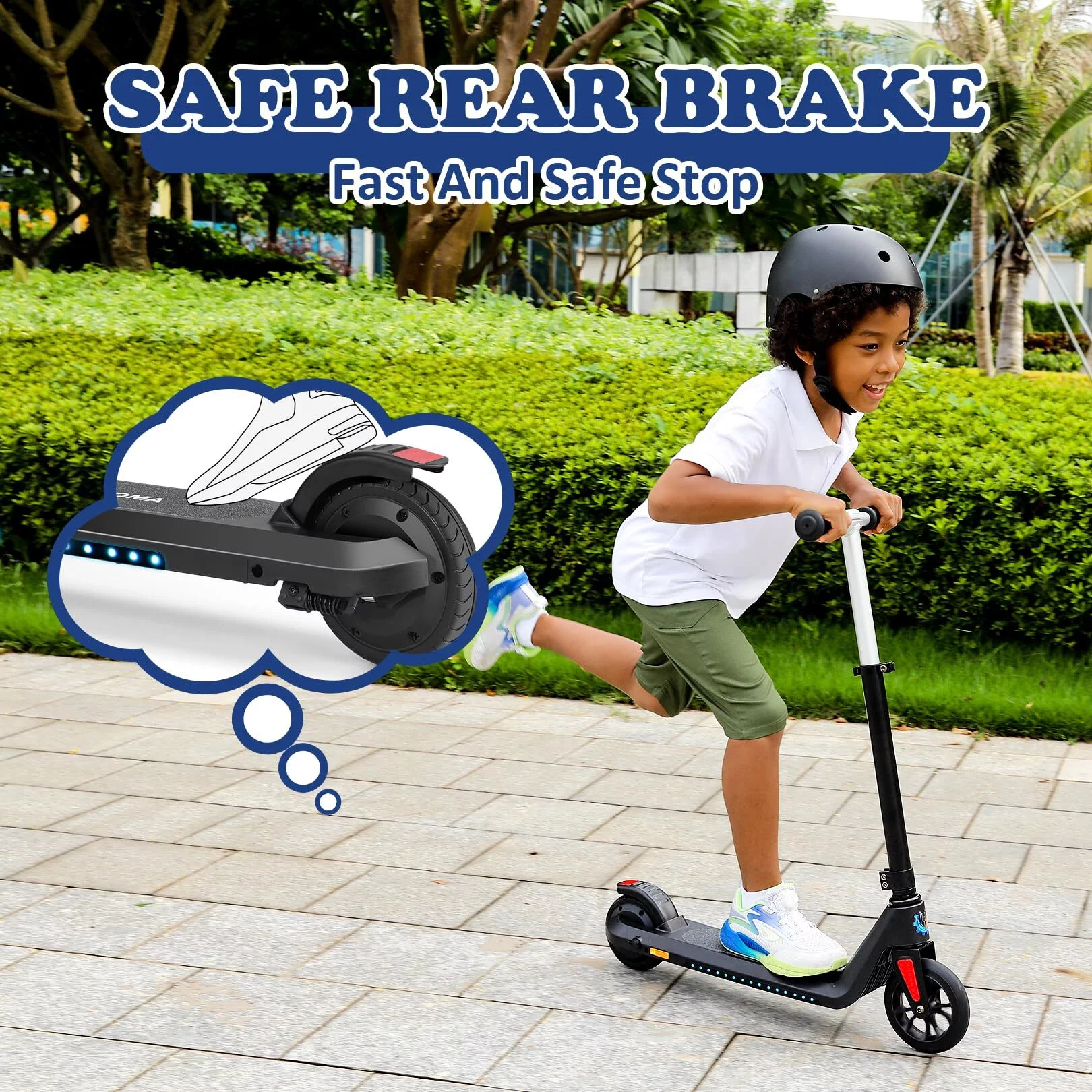 Electric Scooter, Foldable Electric Scooter for Kids Ages 8-15, Up to 10 MPH & 7 Miles, LED Display, Colorful LED Lights, Lightweight Kids Electric Scooter