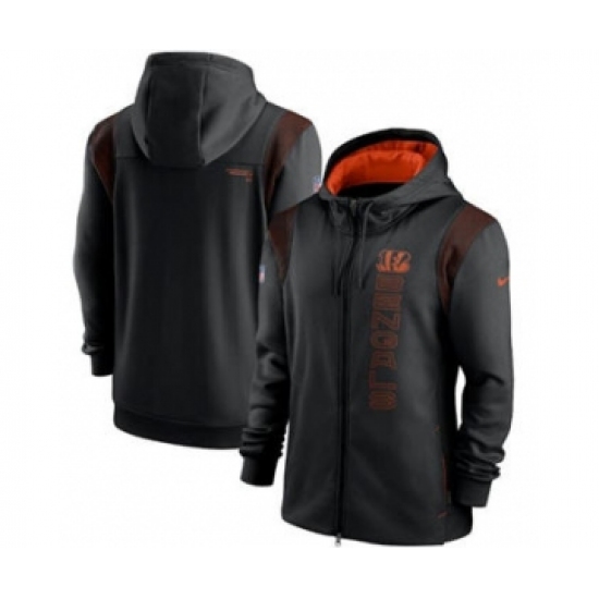 Men's Cincinnati Bengals 2021 Black Sideline Team Performance Full-Zip Hoodie