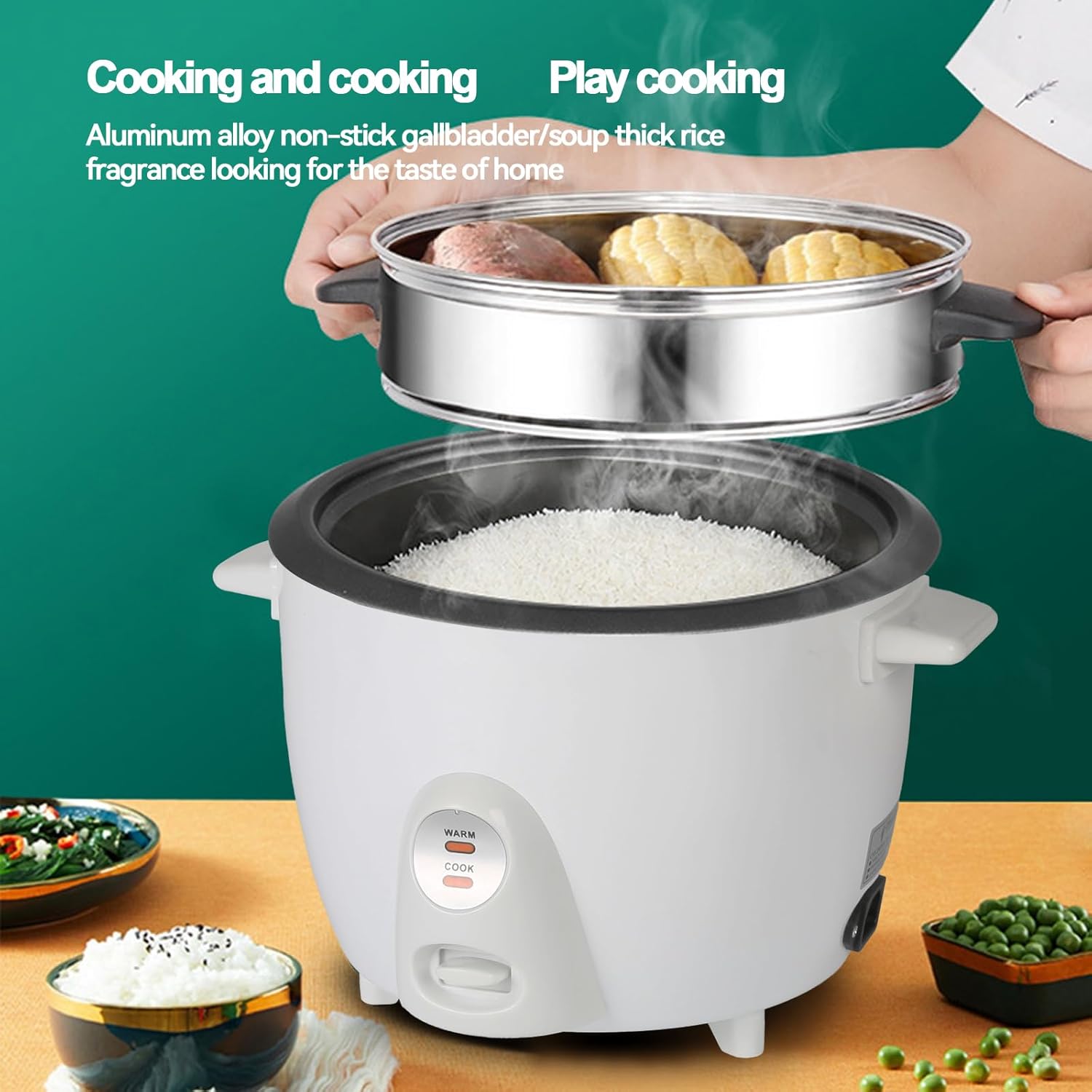 Mini Rice Cooker, Rice Cooker 2L, Small Removable Electric Rice Cooker for 3-4 people, Rice Cooker for White Rice, Brown Rice, Stew, Ramen, Porridge, Hot Pot, White