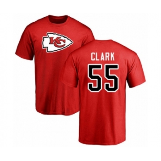 Football Kansas City Chiefs #55 Frank Clark Red Name & Number Logo T-Shirt