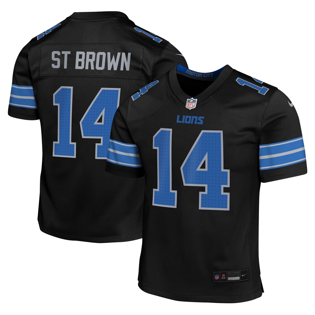 Youth Detroit Lions Amon-Ra St. Brown Nike Black Game Jersey